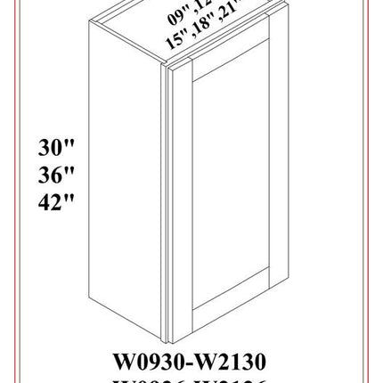 36″ HIGH WALL CABINETS SINGLE DOOR