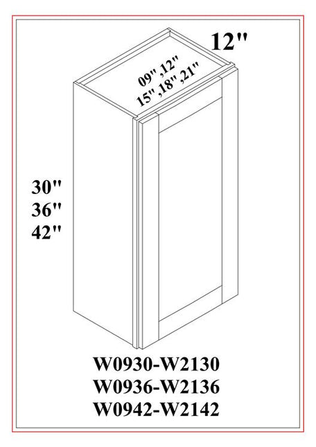 36″ HIGH WALL CABINETS SINGLE DOOR