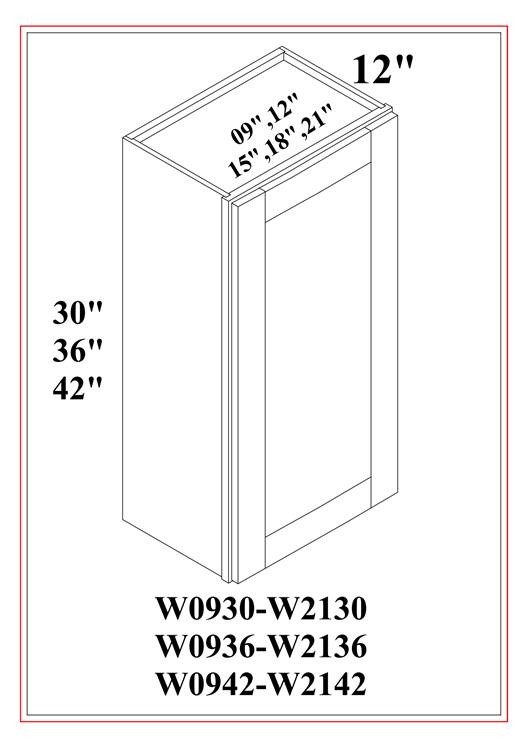 36″ HIGH WALL CABINETS SINGLE DOOR
