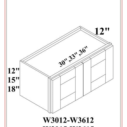 BRIDGE WALL CABINETS DOUBLE DOOR SHAKER WHITE