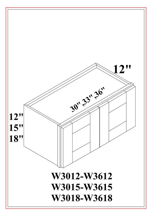 BRIDGE WALL CABINETS DOUBLE DOOR SHAKER WHITE