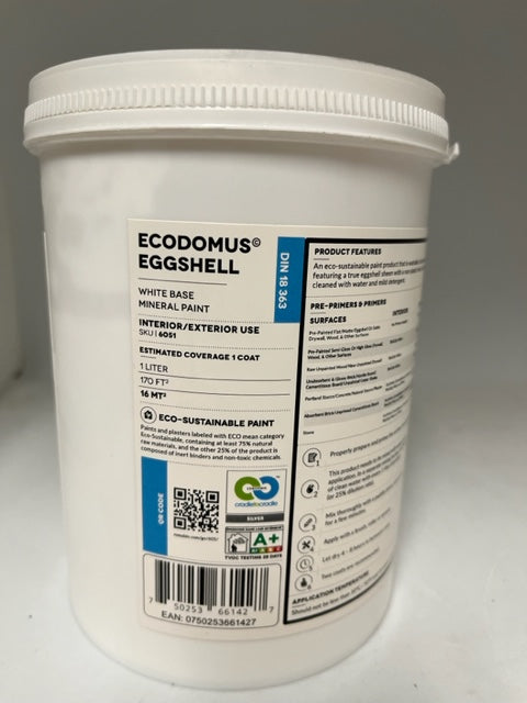 Romabio Eggshell Ecodomus Interior/Exterior Mineral Paint - White Base -1L