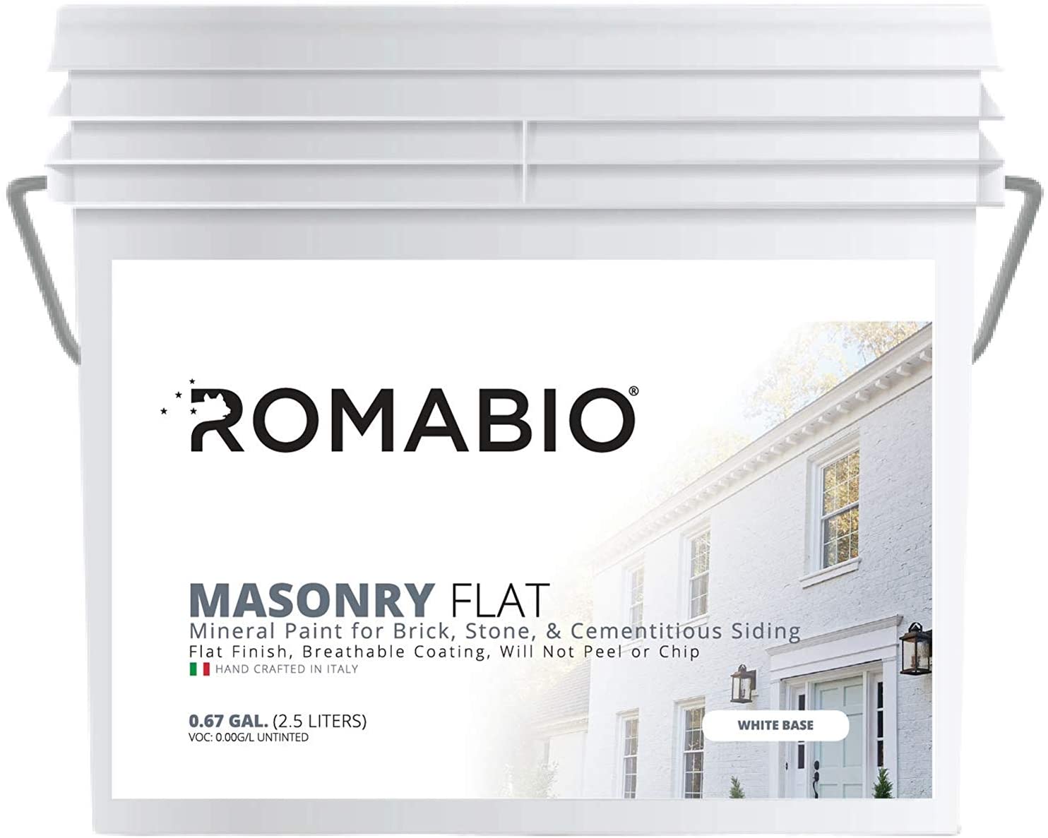 Romabio Masonry Exterior Flat Paint 5 GALLON White Base NC Paints
